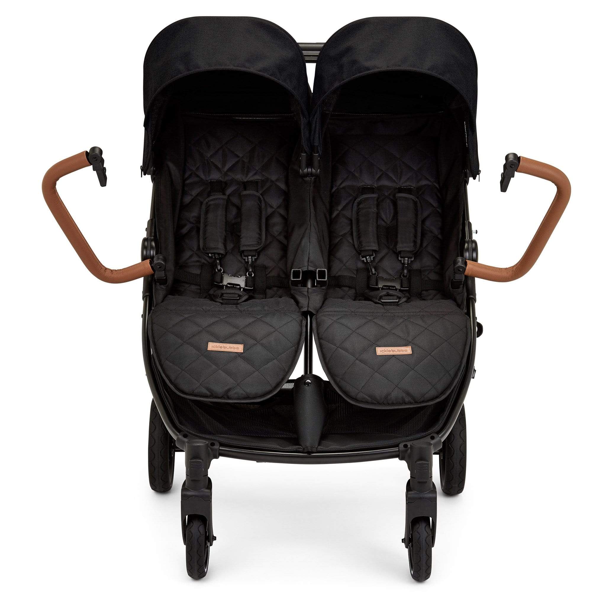 Ickle Bubba Venus Max Double Stroller - Black/Black/Tan - Image 6
