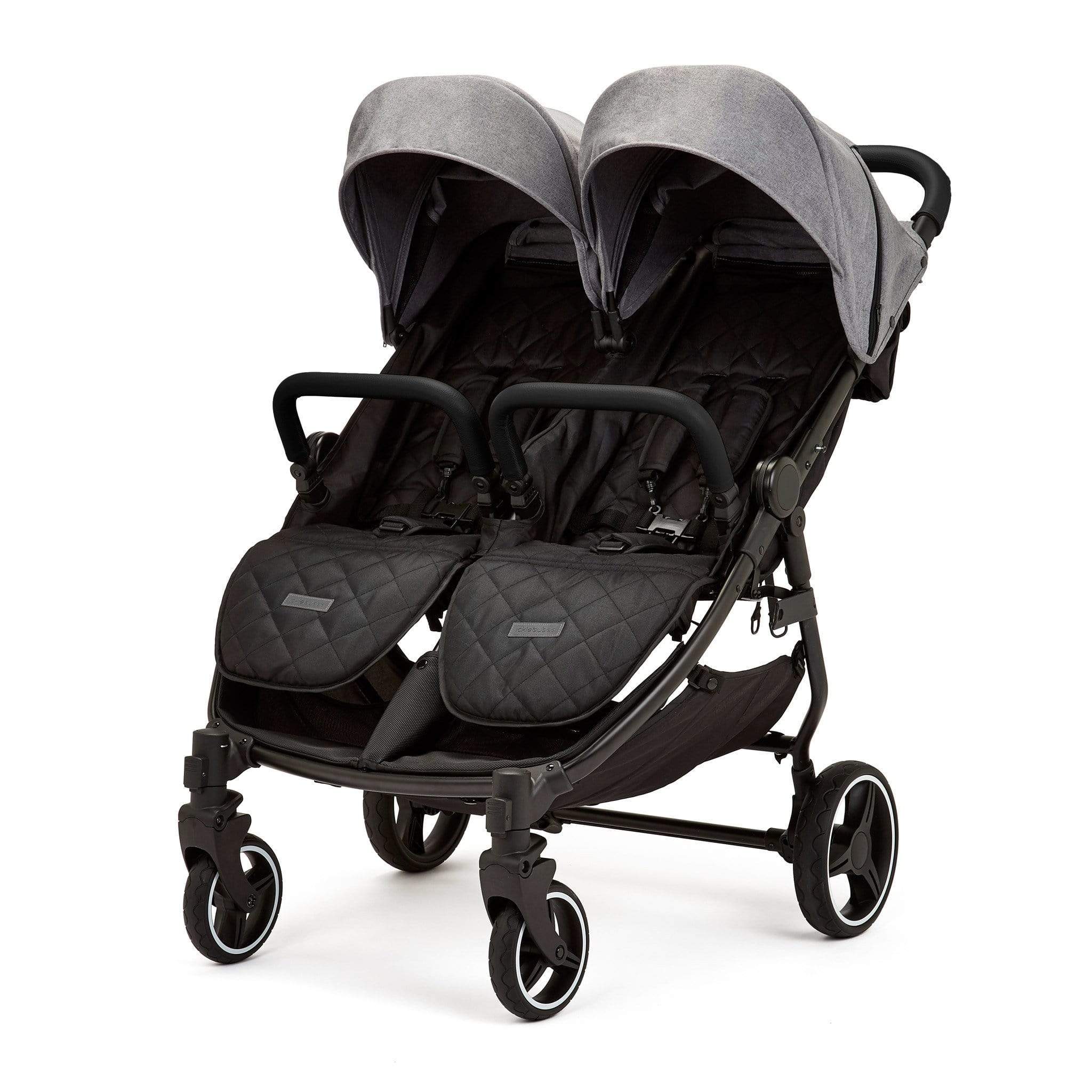 Ickle Bubba Venus Prime Double Stroller - Black/Space Grey/Black - Image 3